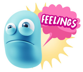 3d Illustration Sad Character Emoji Expression saying Feelings w