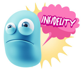 3d Illustration Sad Character Emoji Expression saying Infidelity