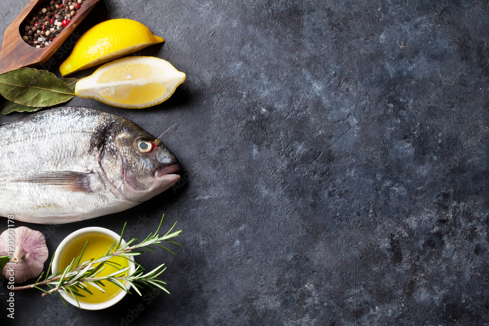 Wall mural fish cooking ingredients