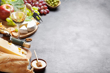 Wine, grape, cheese and honey