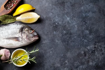 Fotobehang Vis Ingrediënten voor het koken van vis