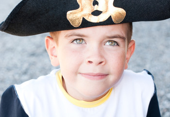 Boy wearing pirate hat