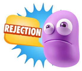 3d Illustration Sad Character Emoji Expression saying Rejection
