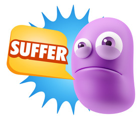 3d Illustration Sad Character Emoji Expression saying Suffer wit