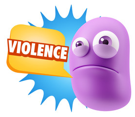 3d Illustration Sad Character Emoji Expression saying Violence w