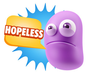 3d Illustration Sad Character Emoji Expression saying Hopeless w
