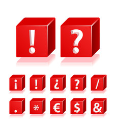 High Quality 3d Red Cube Symbols with Cavalier Perspective on White Background.