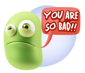 3d Illustration Sad Character Emoji Expression saying You are so