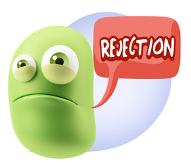 3d Illustration Sad Character Emoji Expression saying Rejection