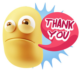 3d Illustration Sad Character Emoji Expression saying Thank You