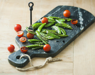 Homemade sauteed sugar snap peas
