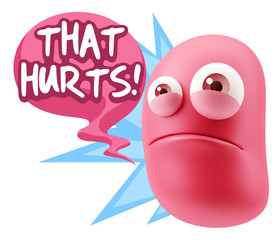 3d Illustration Sad Character Emoji Expression saying That Hurts