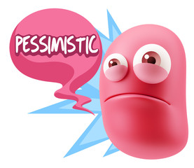 3d Illustration Sad Character Emoji Expression saying Pessimisti