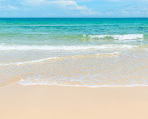 Fototapeta na wymiar Clear azure sea and sandy beach