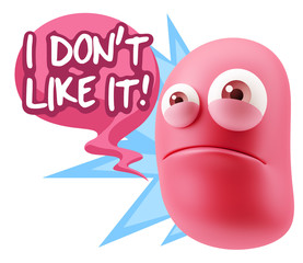 3d Illustration Sad Character Emoji Expression saying I Don't Li