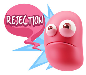3d Illustration Sad Character Emoji Expression saying Rejection