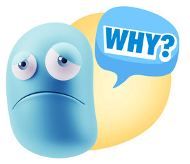 Obraz premium 3d Illustration Sad Character Emoji Expression saying Why? with