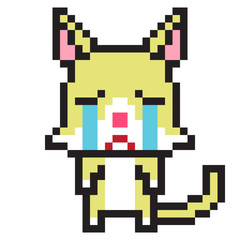 illustration design pixel art cat cry