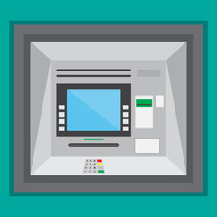 Outdoor ATM machine in a flat design. Vector illustration EPS10