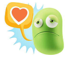 3d Illustration Sad Character Emoji Expression saying Heart Shap