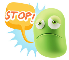 3d Illustration Sad Character Emoji Expression saying Stop! with
