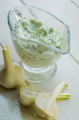 garlic sauce with herbs