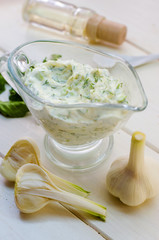 garlic sauce with herbs