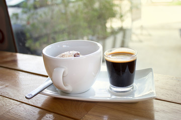 Affogato coffee with ice cream