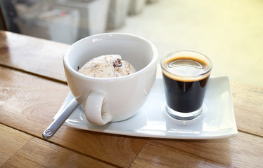 Affogato coffee with ice cream