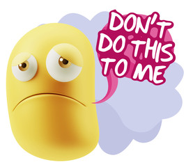 3d Illustration Sad Character Emoji Expression saying Don't do t