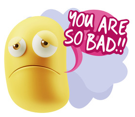 3d Illustration Sad Character Emoji Expression saying You are so