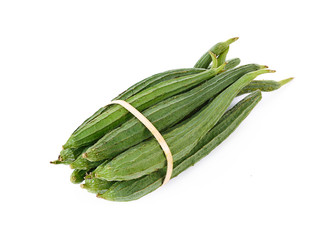 Angled loofah on white background