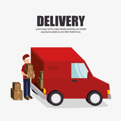 delivery truck red van transporting design isolated vector illustration eps 10