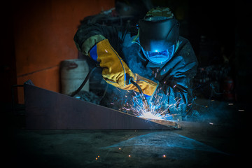 worker welding metal