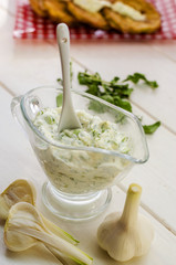 garlic sauce with herbs