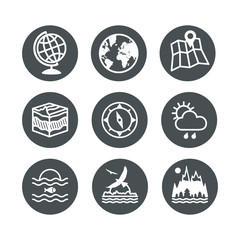 Set of geography flat color vector icons