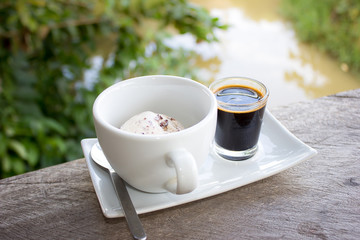 Affogato coffee with ice cream