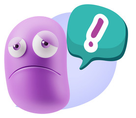 3d Illustration Sad Character Emoji Expression saying Exclamatio