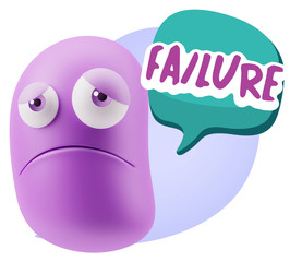 Obraz premium 3d Illustration Sad Character Emoji Expression saying Failure wi