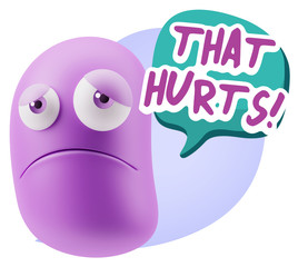 3d Illustration Sad Character Emoji Expression saying That Hurts