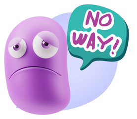 Obraz premium 3d Illustration Sad Character Emoji Expression saying No Way wit