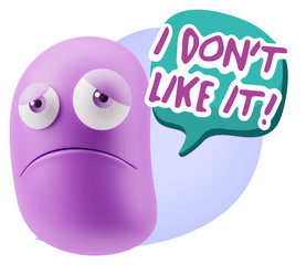 3d Illustration Sad Character Emoji Expression saying I Don't Li