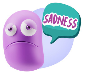 3d Illustration Sad Character Emoji Expression saying Sadness wi