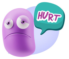 3d Illustration Sad Character Emoji Expression saying Hurt with