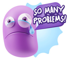 3d Illustration Sad Character Emoji Expression saying So Many Pr