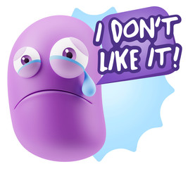 3d Illustration Sad Character Emoji Expression saying I Don't Li