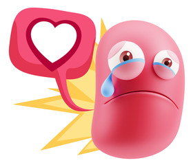 3d Illustration Sad Character Emoji Expression saying Heart Shap