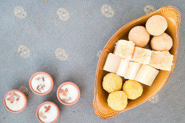 Indian sweets in a plate ready for celebration
