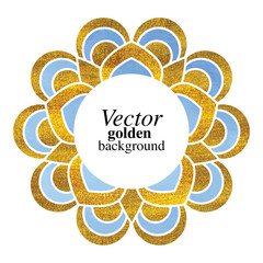 Mandala. Abstract oriental golden circle vector ornament. Watercolor and ink flower background