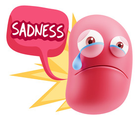 3d Illustration Sad Character Emoji Expression saying Sadness wi